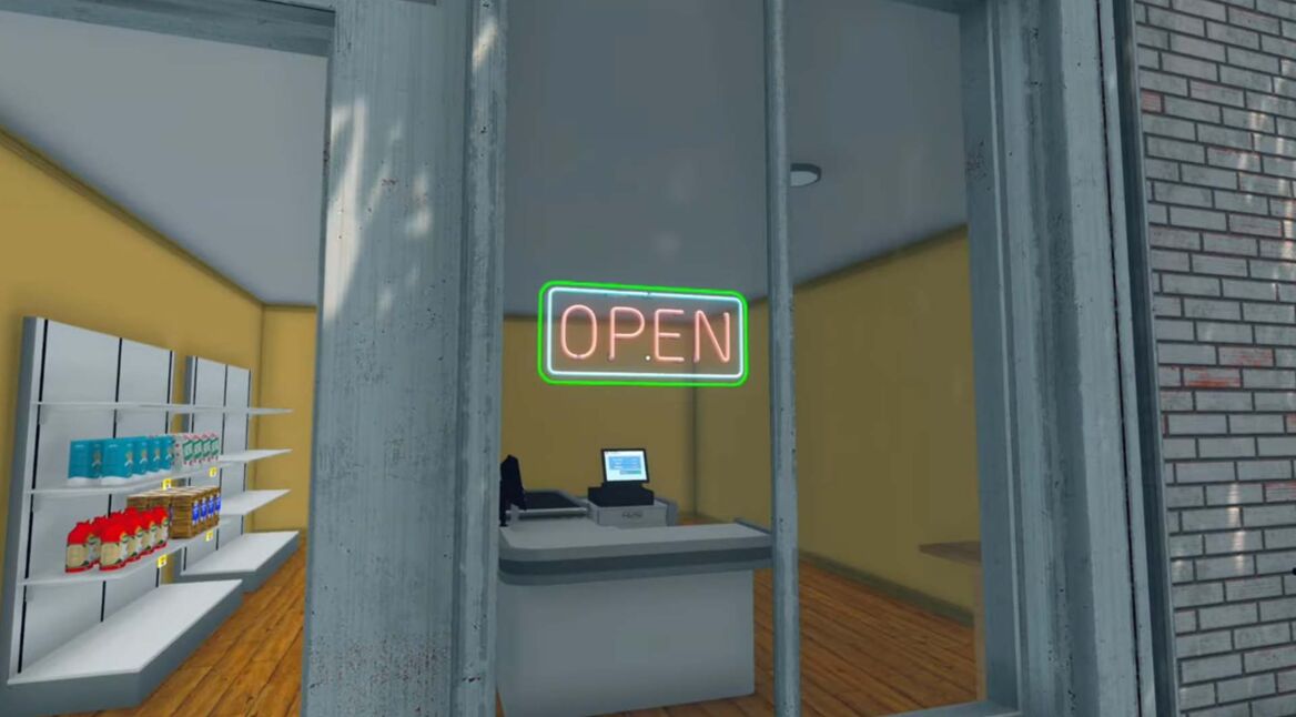 Ein geöffneter Supermarkt in Supermarket Simulator