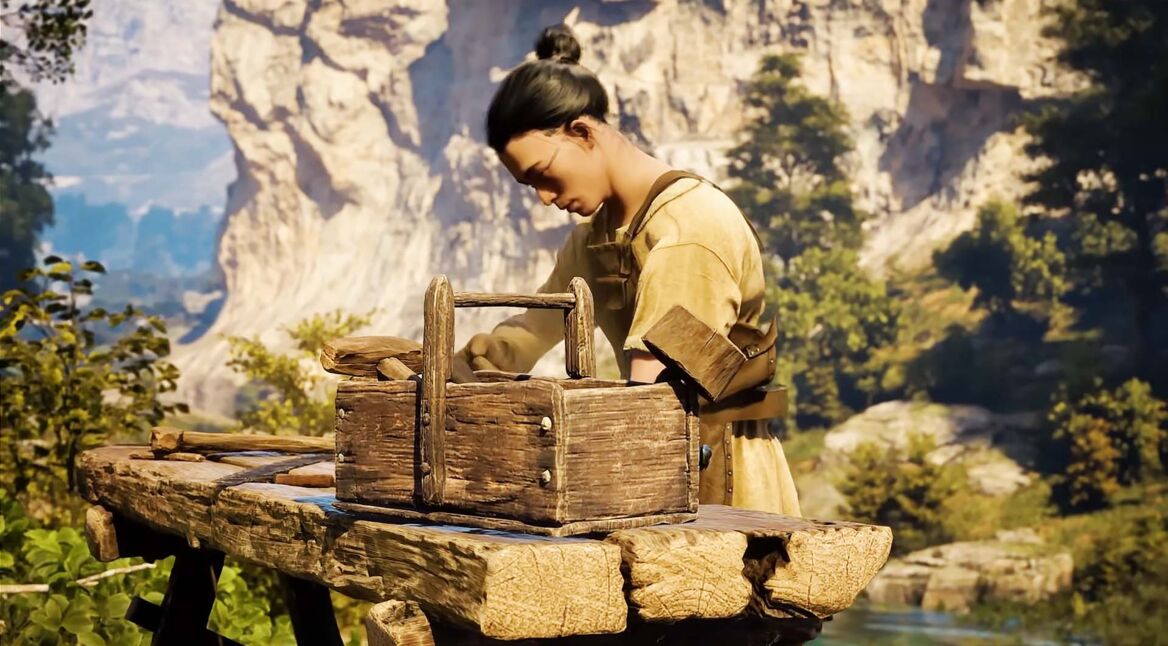 Ein Handwerker bei der Arbeit in „Pax Dei“