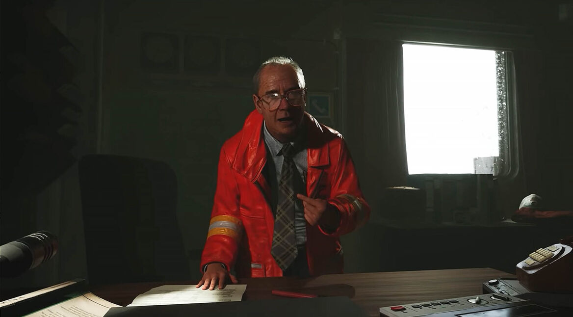 Ein Mitarbeiter der Bohrinsel aus Still Wakes the Deep