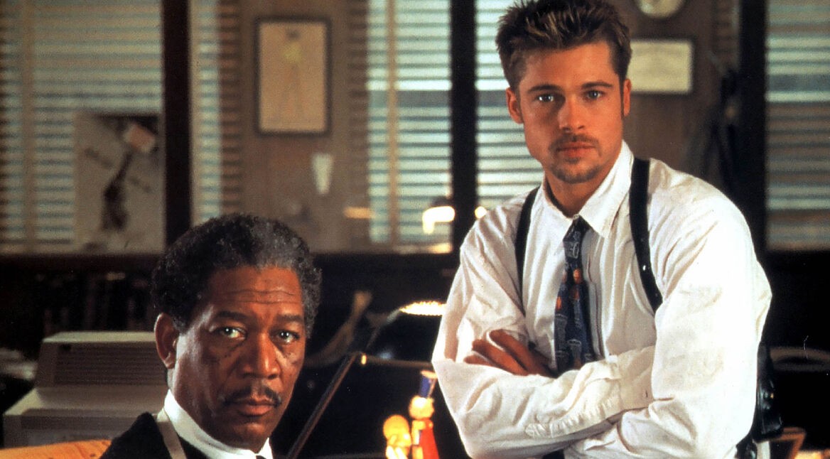 William Somerset (Morgan Freeman) und David Mills (Brad Pitt) in Sieben