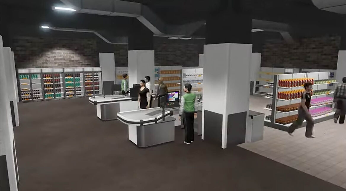 Ein Supermarkt in der Innenansicht in Supermarket Together