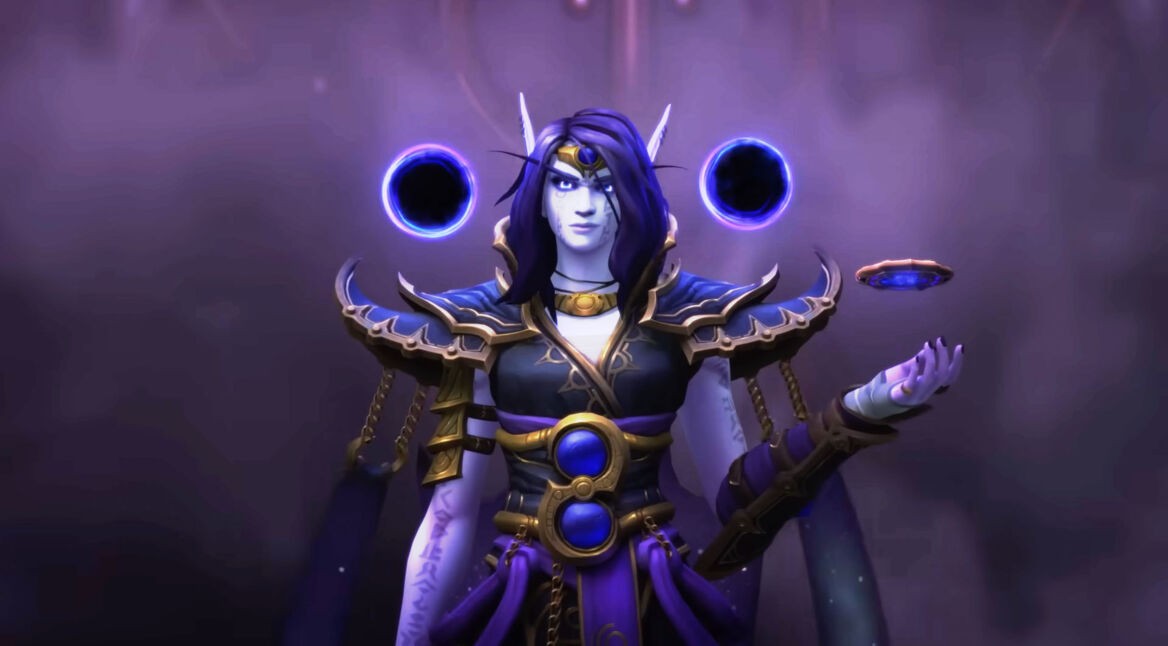 Eine Nachtelfin aus WoW: The War Within mit der Arkan-Magier-Skillung