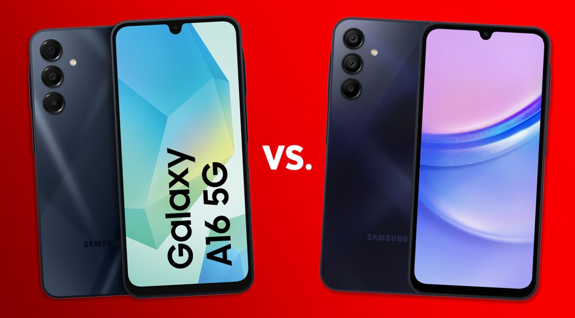 Das Galaxy A16 5G und A15 5G werden von der Rückseite gezeigt.