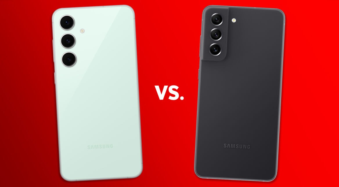 Das Galaxy S24 FE und das Galaxy S21 FE gegenübergestellt.