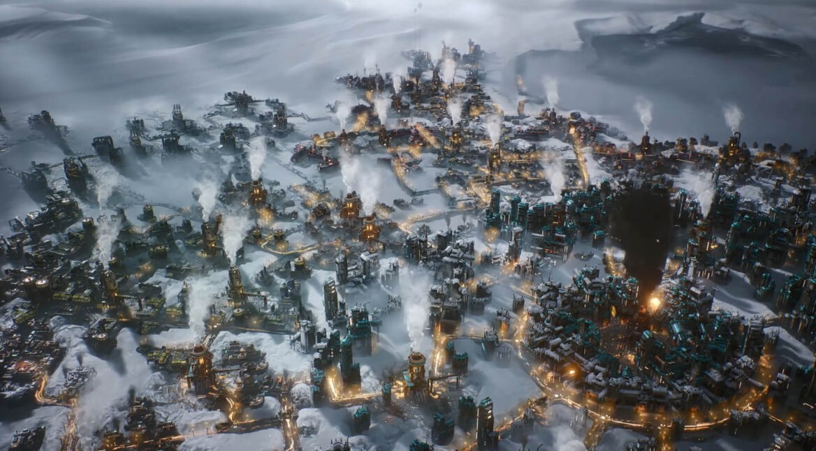 Eine große Stadt aus Frostpunk 2