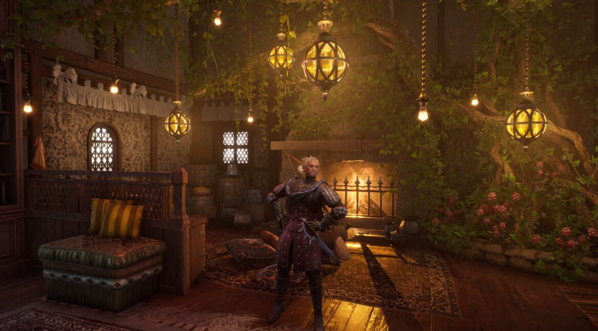 Ein:e Spieler:in steht im Amitoi-Haus in Throne & Liberty