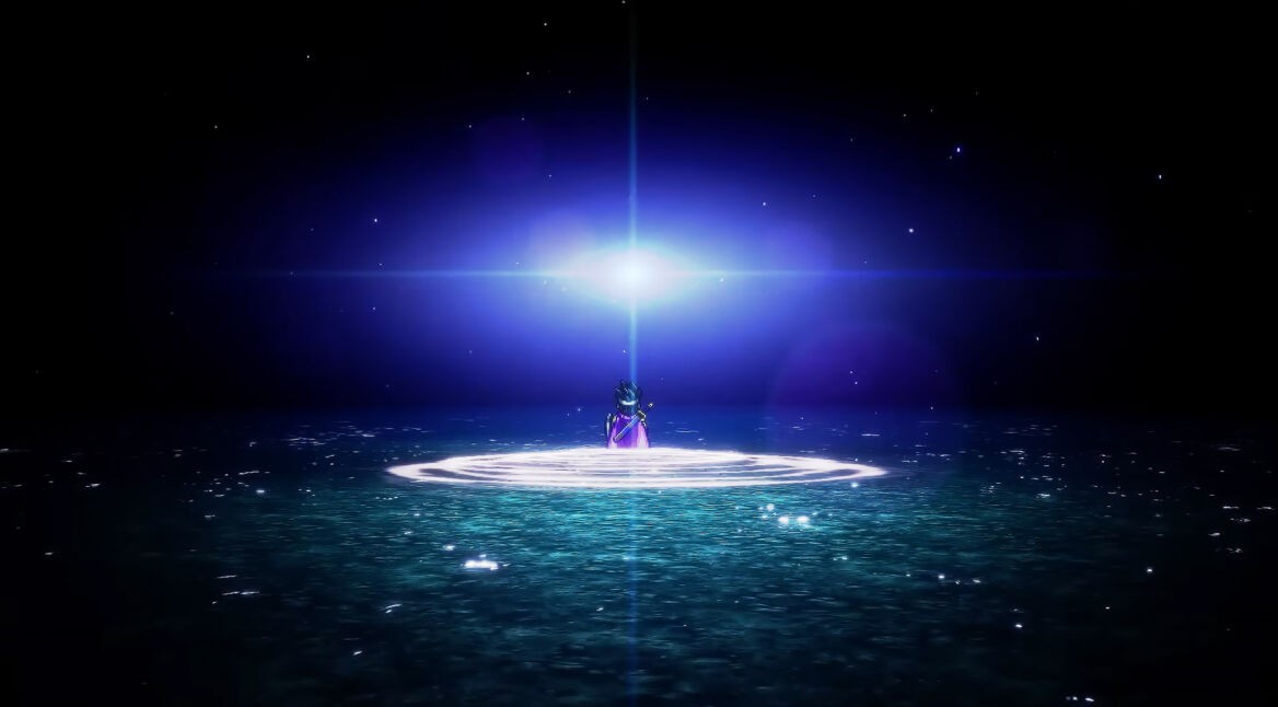 Der Protagonist in Dragon Quest 3 Remake steht im See der Hoffnung