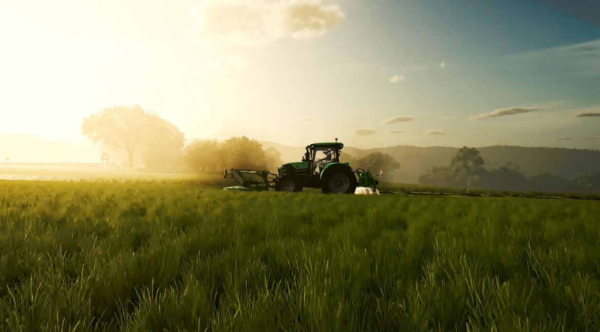 Ein grüner Traktor fährt auf einem Feld im Landwirtschafts-Simulator 25