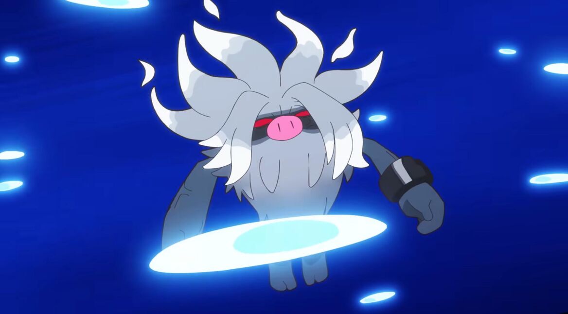 Epitaff in einem Kurzfilm von Pokémon vor blauem Hintergrund