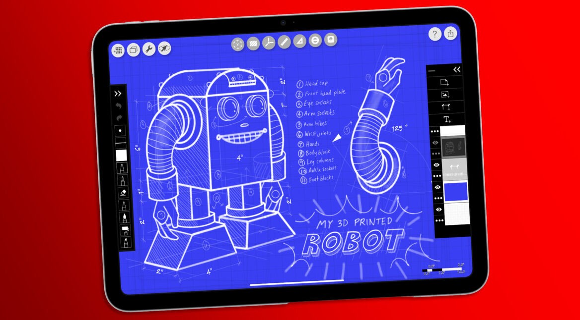 Die App "Morpholio Trace" ist auf dem iPad 11 ist zu sehen.