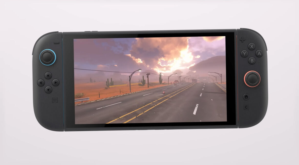 Die Nintendo Switch 2 im offiziellen Launch-Trailer, auf der Mario Kart 9 gespielt wird.