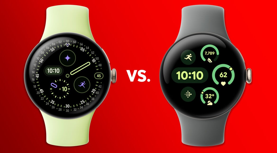 Das Bild zeigt eine Pixel Watch 4 (links) und eine Pixel Watch 3 (rechts).