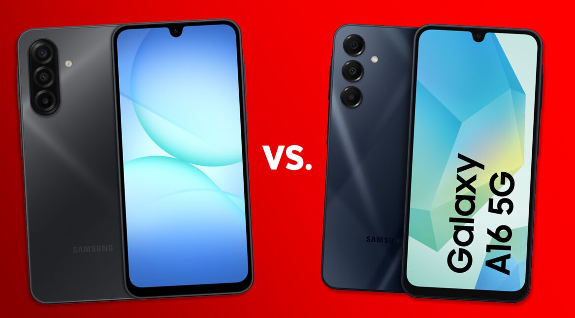 Links ist das Galaxy A17 5G zu sehen, rechts das Galaxy A16 5G