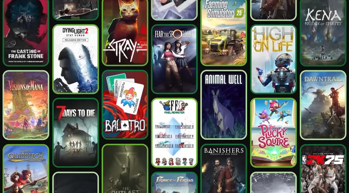 Kleiner Ausschnitt des Spieleangebots im Xbox Game Pass