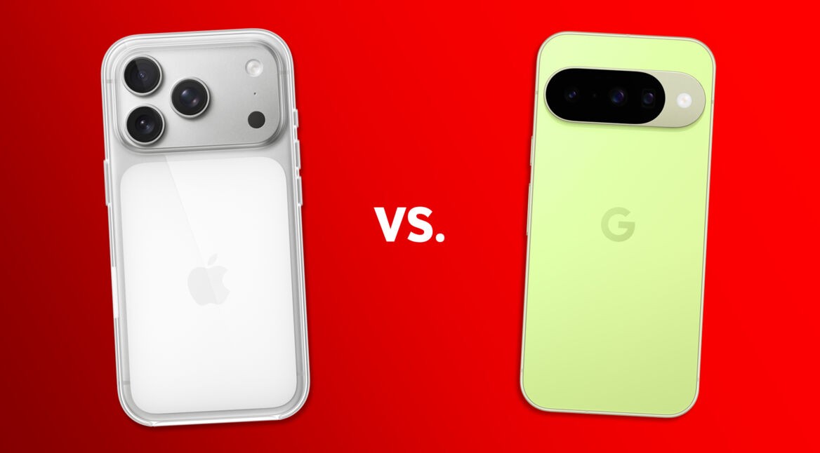 Das iPhone 17 Pro und das Pixel 10 Pro sind nebeneinander zu sehen.