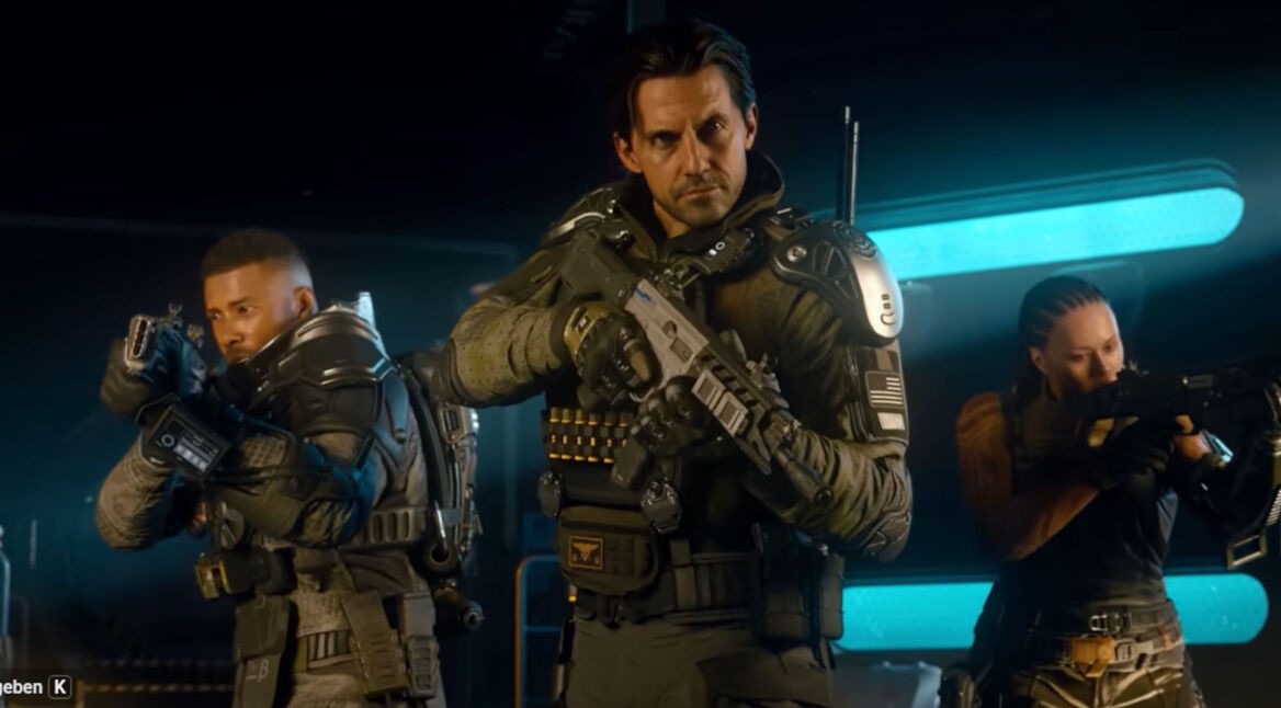 Eine Szene aus "Call of Duty: Black Ops 7" mit drei Soldat:innen