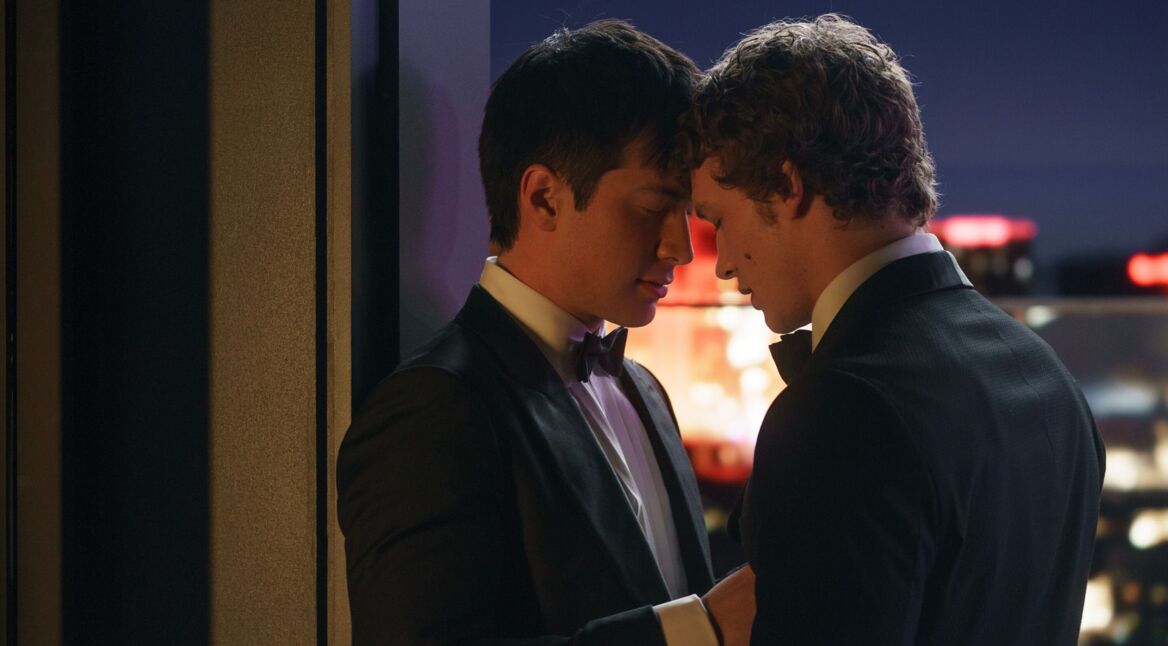 Hudson Williams und Connor Storrie in einer Szene von "Heated Rivalry".