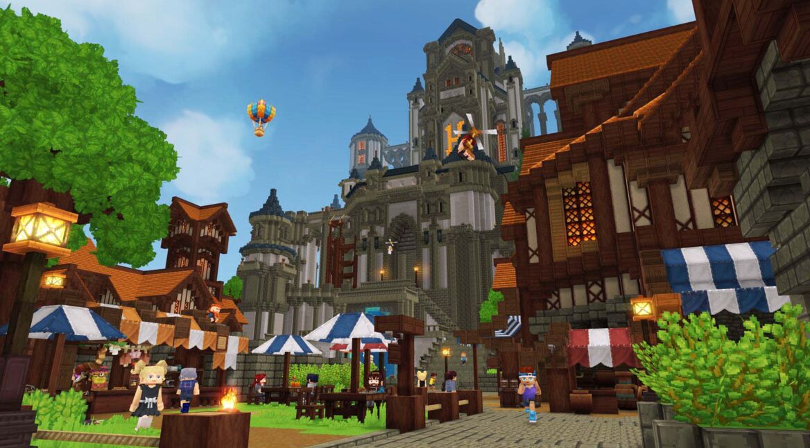 Eine größere Ortstadt im Spiel „Hytale“.