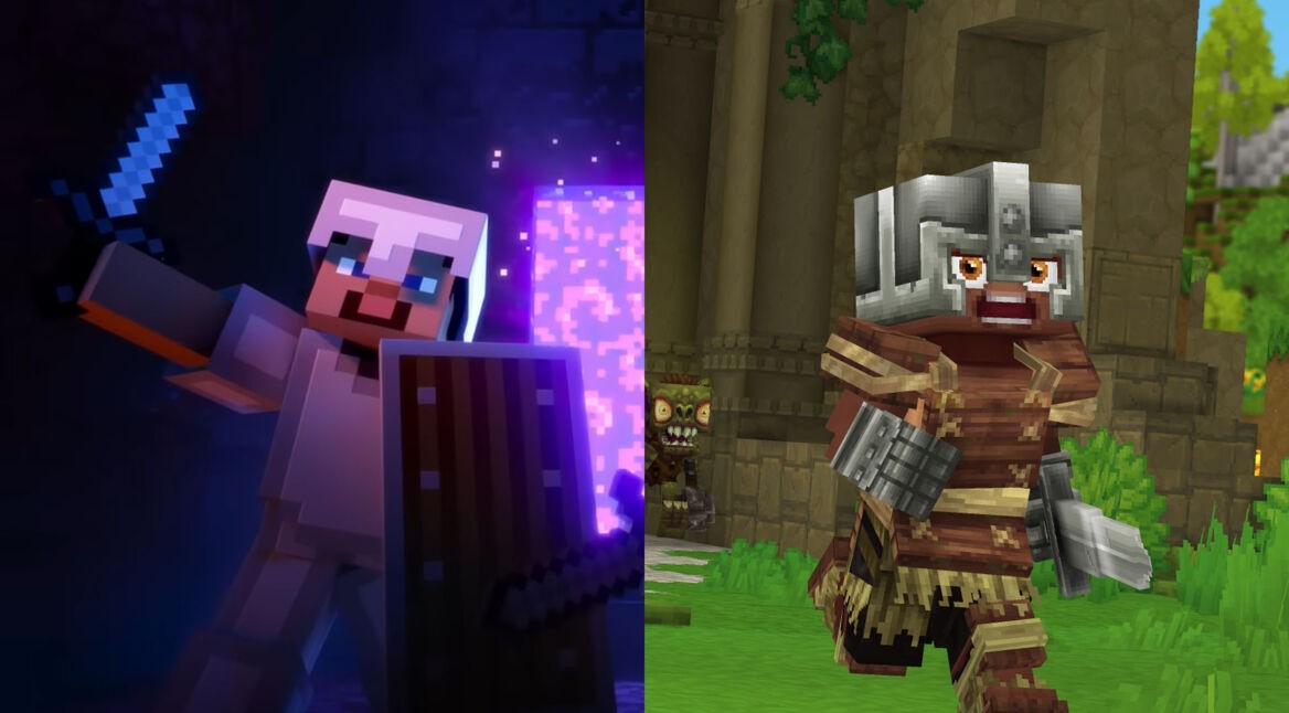Ein:e Spieler:in in „Hytale“ und ein:e Spieler:in in „Minecraft“.