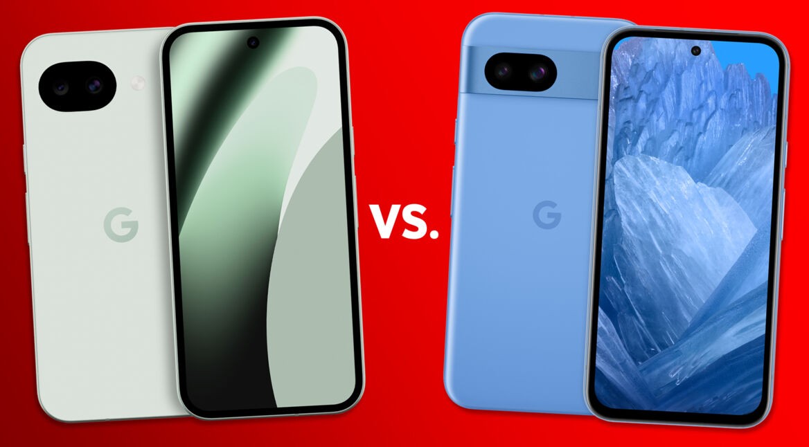 Die Handys Pixel 10a und Pixel 8a sind gegenübergestellt.