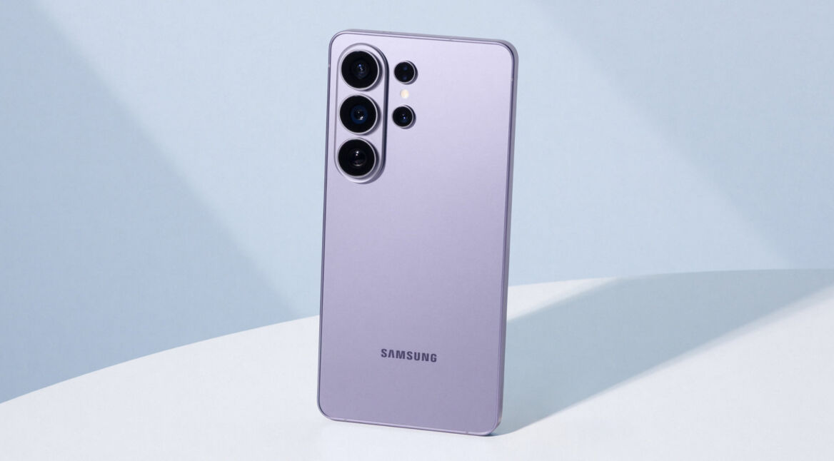 Die Rückseite des Handys Galaxy S26 Ultra in der Farbe Cobalt Violet.