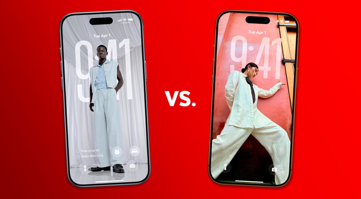Das iPhone Air ist links, das iPhone 17 Pro rechts zu sehen.