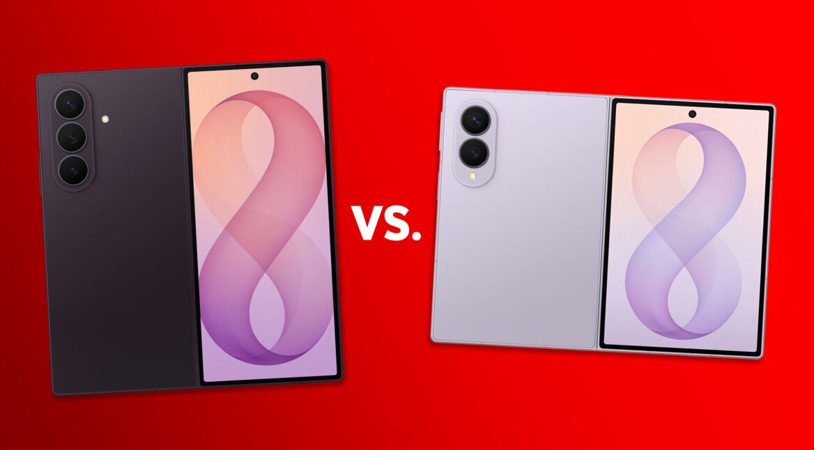 Die Falthandy Galaxy Z Fold8 Ultra und Galaxy Z Fold8 gegenübergestellt.