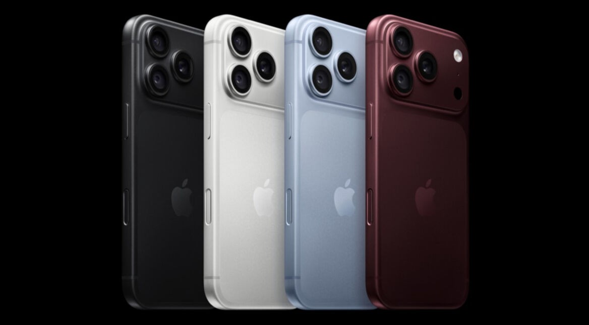 Das iPhone 18 Pro in vier Farben vor schwarzem Hintergrund
