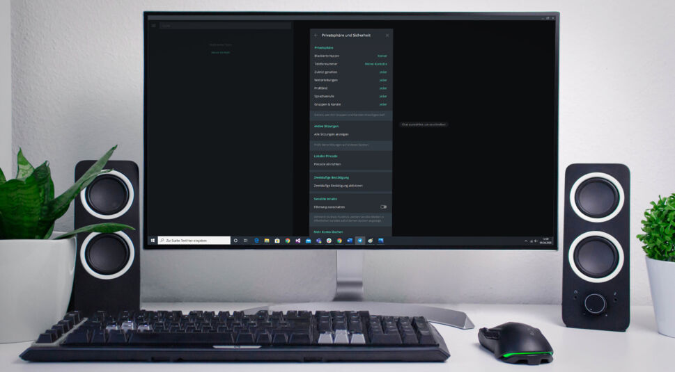 Einstellungsmenü des Telegram-Desktop-Clients im Dark Mode