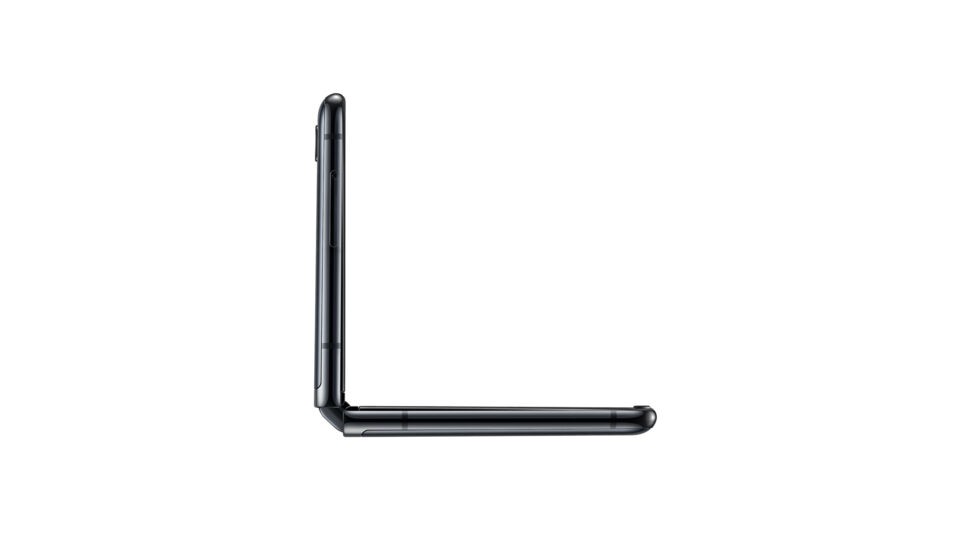 Samsung Galaxy Z Flip seitlich halb geklappt. Foto: Samsung