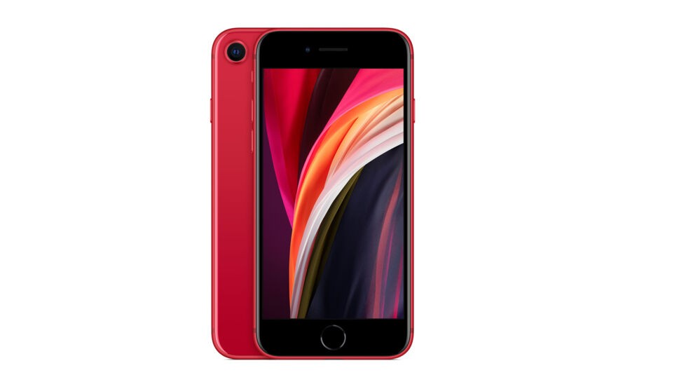 Das iPhone SE in rot von vorne und hinten