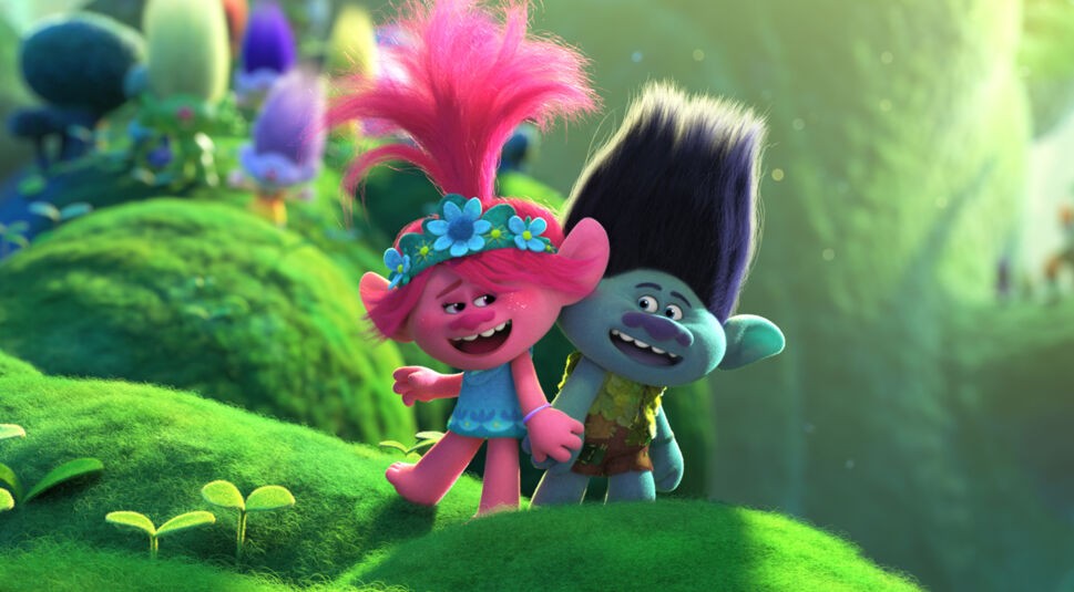 Pinker und grüner Troll in "Trolls World Tour"