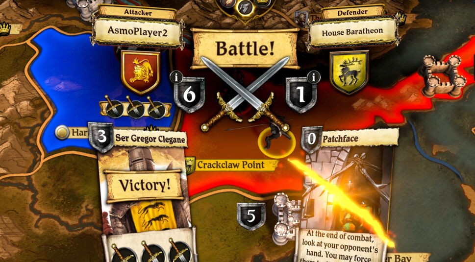 Zwei Spieler sind im Spiel "Game of Thrones. The Board Game" gegeneinander angetreten, der Linke siegt.