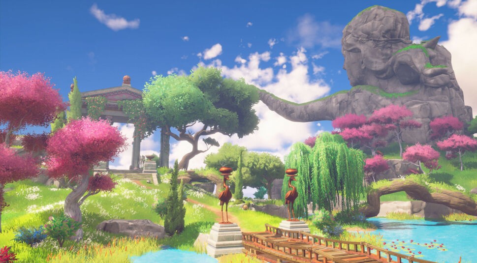 Die bunte und paradiesiche Welt des Spiels "Immortals Fenyx Rising".