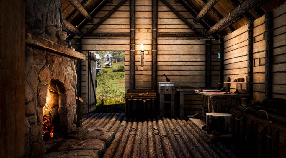 Craften, Ressourcen sammeln und sie einsetzen; Hütte in Icarus