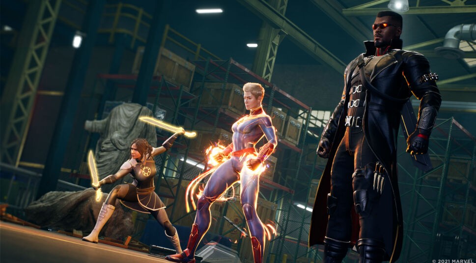 Hunter, Captain Marvel und Blade im Spiel Marvel's Midnight Suns