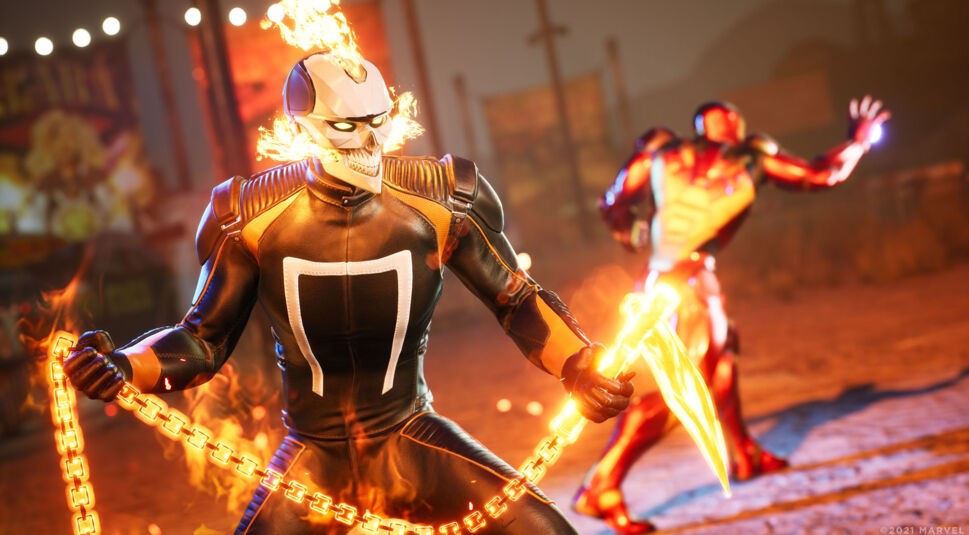 Ghost Rider im Kampf im Spiel Marvel's Midnight Suns