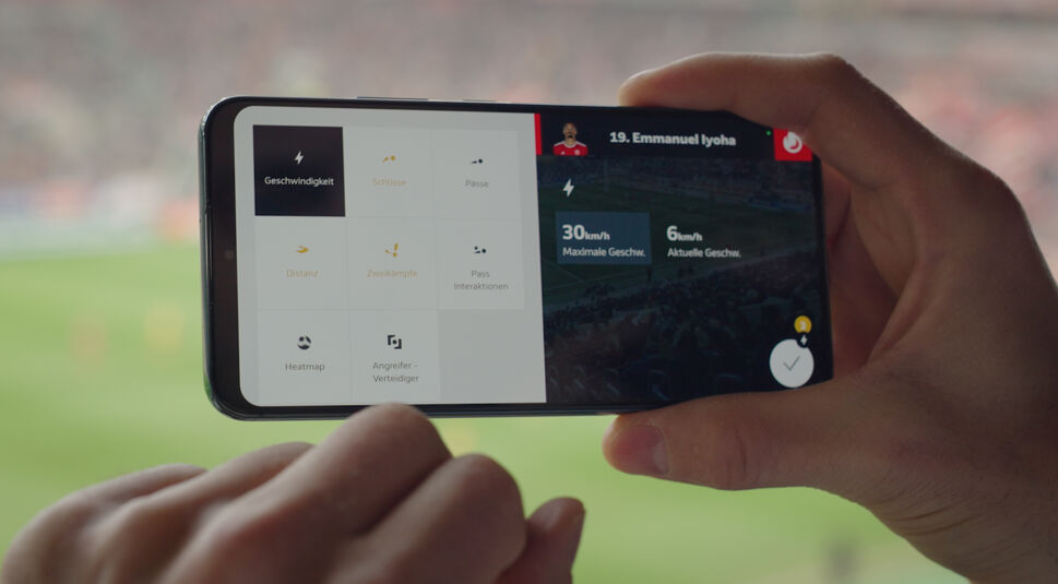 5G Stadium App auf einem Smartphone