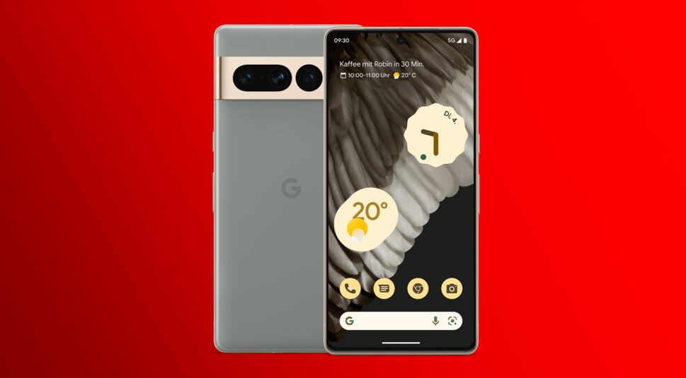 Das Google Pixel 7 Pro von vorne und hinten.