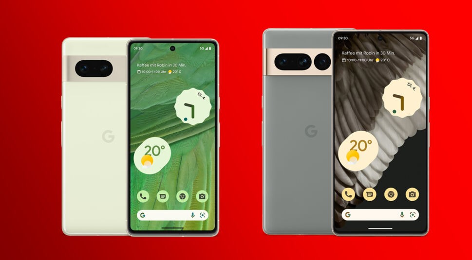 Header-Bild zeigt das Google Pixel 7 und 7 Pro von vorne und hinten.