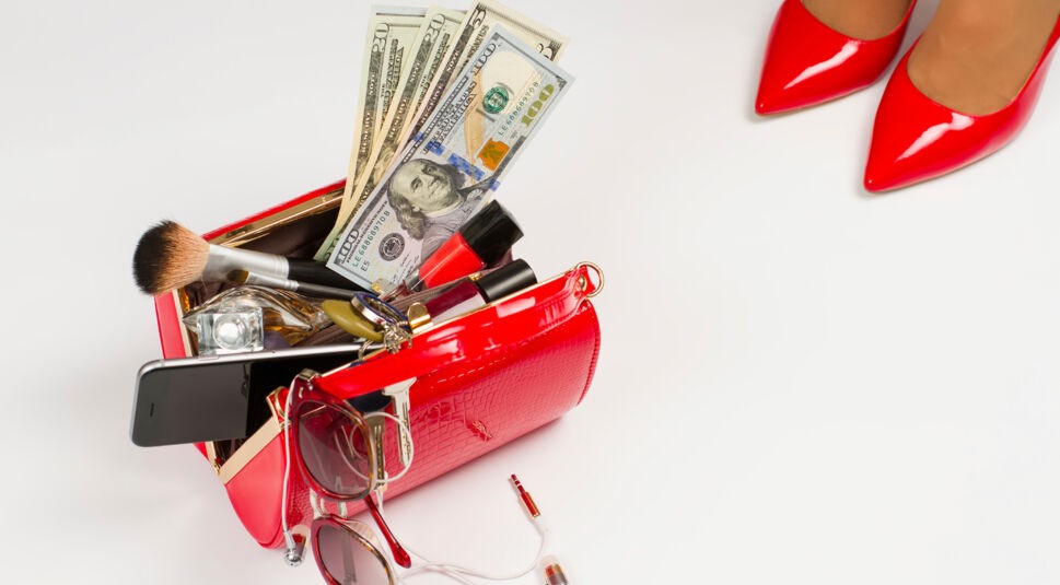 Handbag with women's accessories.