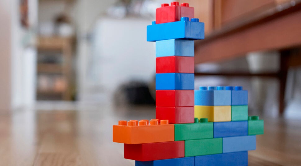 Toy blocks on living room floor