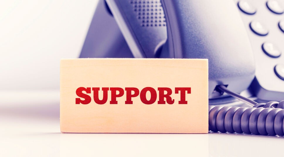 Retro image of business telephone support concept