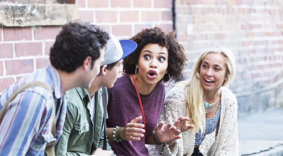 Young adults hanging out talking
