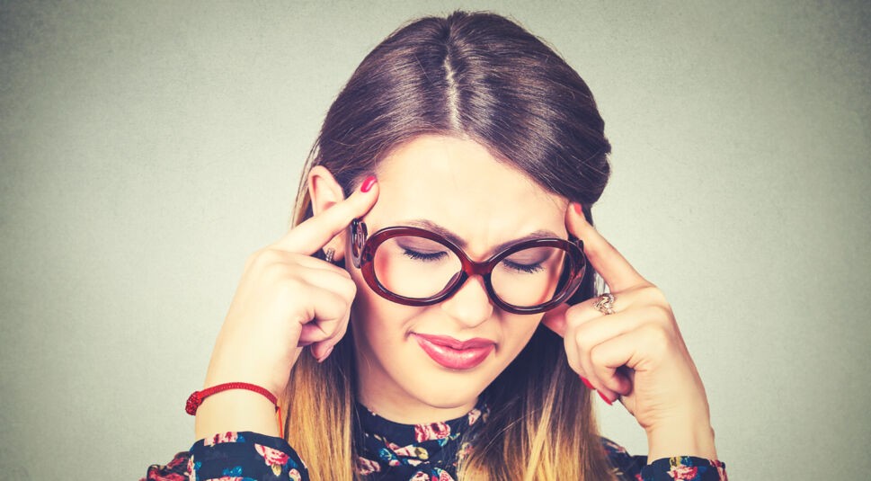 beautiful woman thinking eyes closed