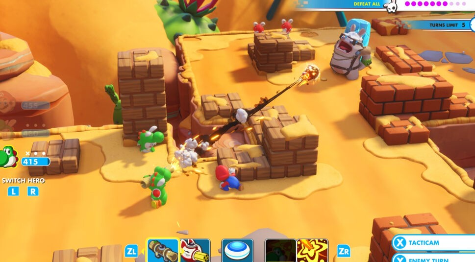 Yoshi und Mario greifen an.