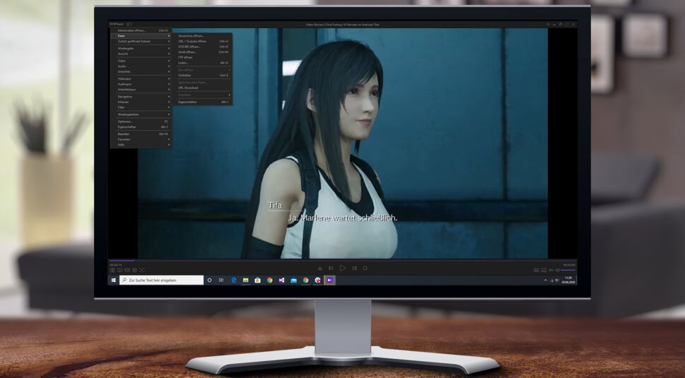 KMPlayer 64X gibt unter Windows 10 Youtube-Video wieder und zeigt Wiedergabe-Menü