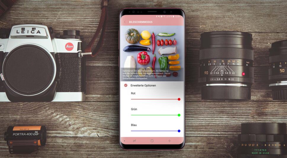 Den Samsung Galaxy S9-Bildschirmmodus bearbeiten.