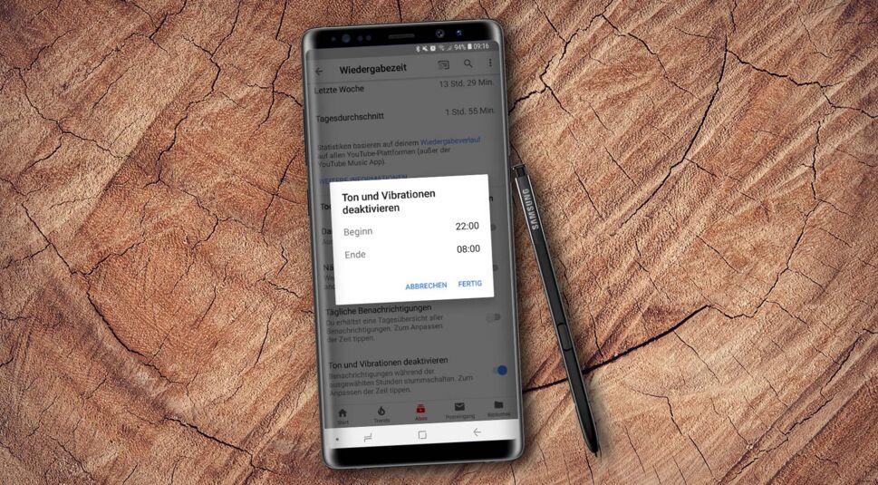 Das Digital-Wellbeing-Feature in der YouTube-App.
