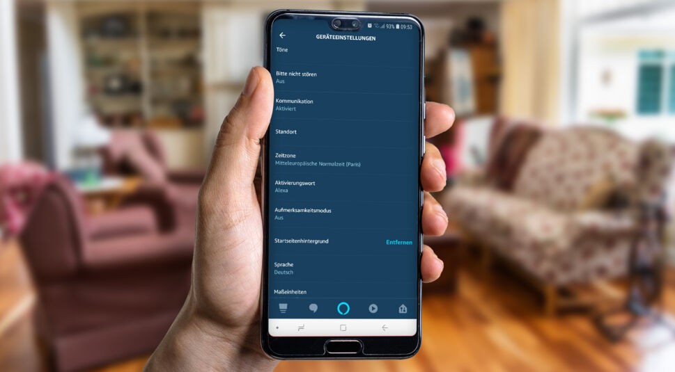 Über die Alexa-App auf dem Smartphone den Echo Spot verwalten.